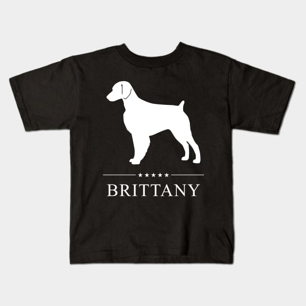 Brittany Dog White Silhouette Kids T-Shirt by millersye